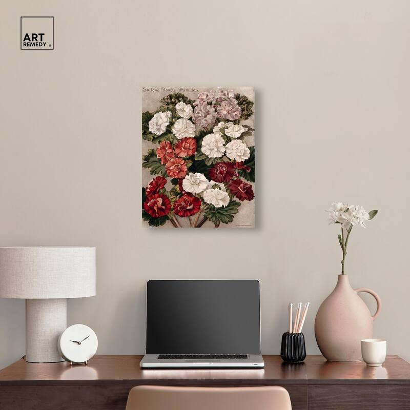 Flowered Primulas Canvas by Art Remedy, Gallery Wrapped