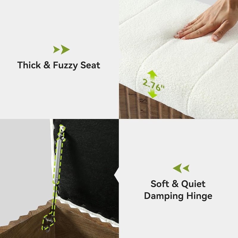 63" Upholstered End of Bed Storage Bench, Modern Wooden Entryway Bench with Cushion, Padded Ottoman