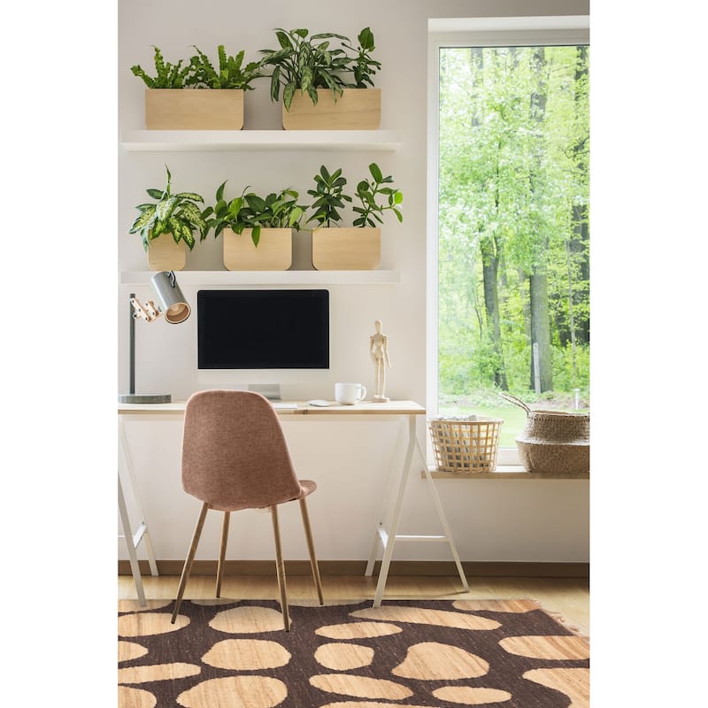 ECARPETGALLERY Flat-Weave Palas Denizli Dark Brown, Tan Jute Kilim - 5'2 x 8'0