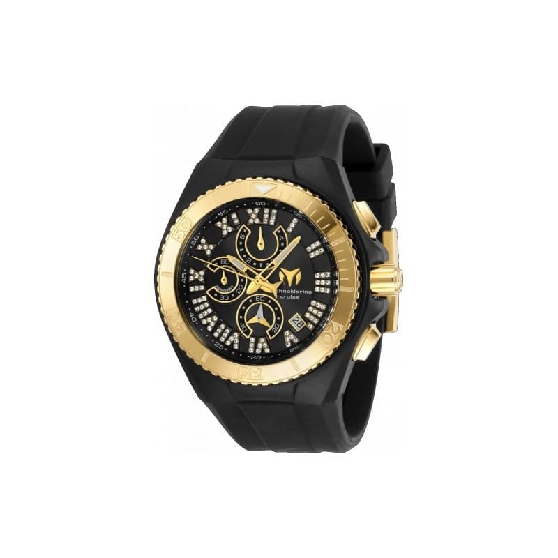 Technomarine Men's TM-119016 Cruise Quartz 3 Hand Gold, Black Dial Watch - Mother of Pearl