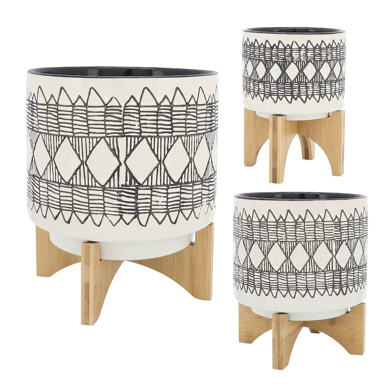 Sagebrook Home Abstract Ceramic Planter on Stand Indoor/Outdoor