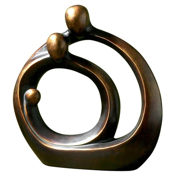 14" Family Circles with A Bronze Patina Finish Round Table Top Sculpture - N/A