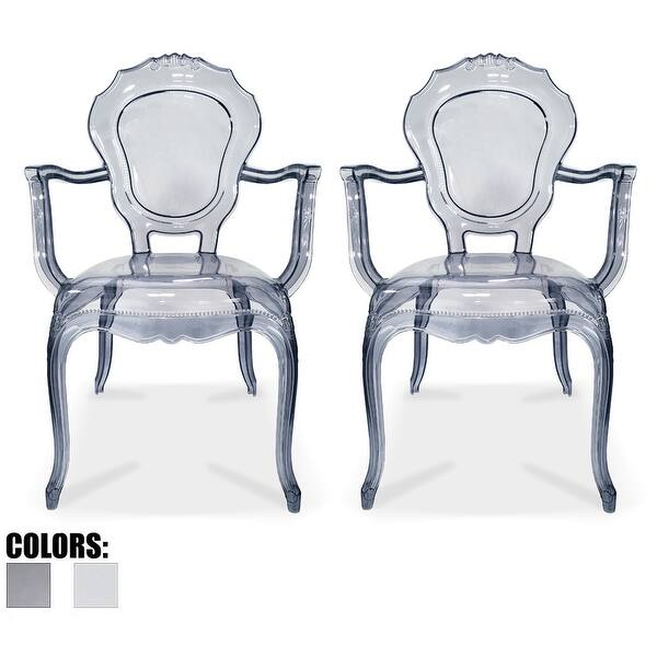 Shop 2xhome Set Of 2 Smoke Plastic Dining Chairs With Arms