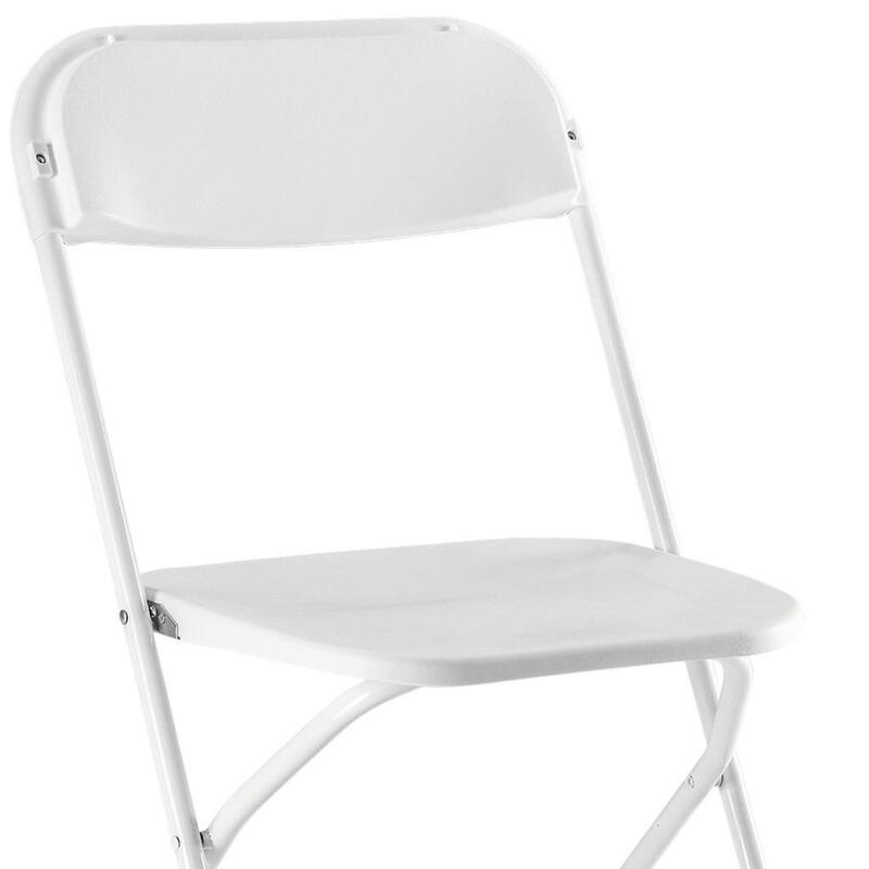 Set of Four White Metal Outdoor Folding Stacking Dining Chairs