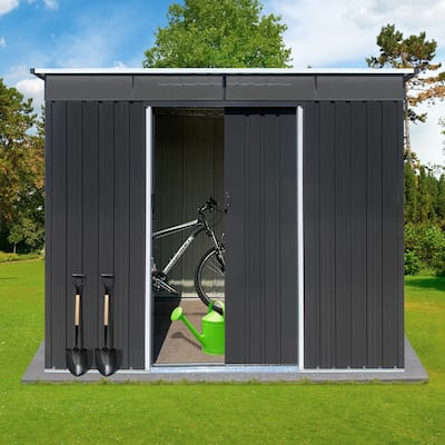 GDFStudio - Nathaniel Cole Durable and Light-Transmitting Metal Garden Shed for Efficient Outdoor Storage - 6ftx8ft