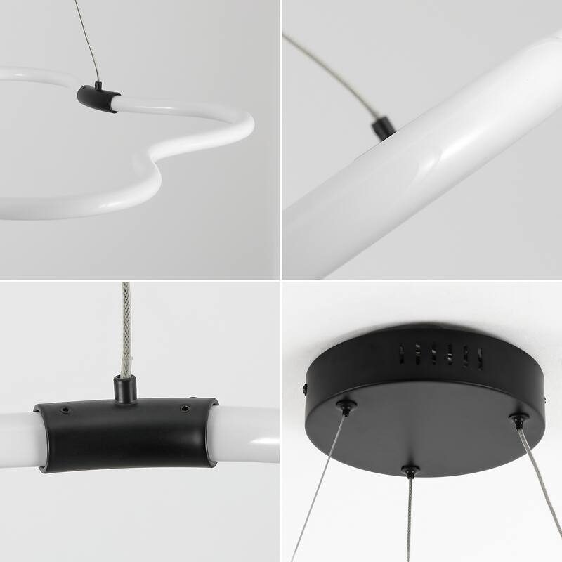 Vara 31.5" Contemporary Minimalist Metal/Acrylic Adjustable Dimmable Cloud Integrated LED Chandelier, by JONATHAN Y