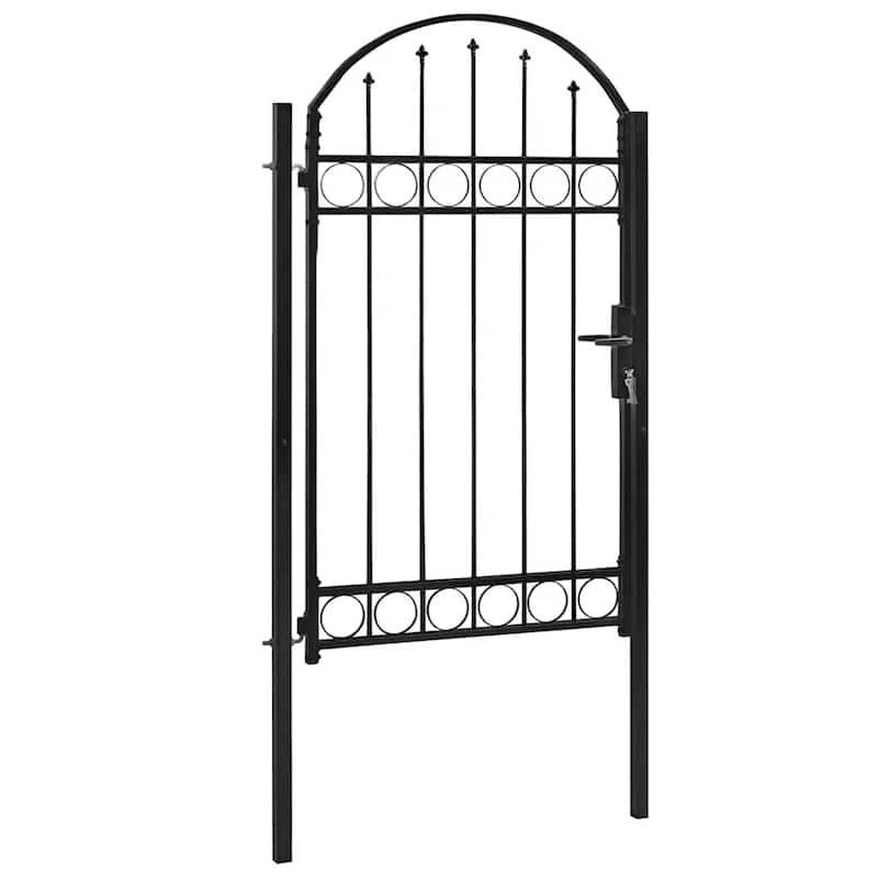vidaXL Fence Gate with Arched Top Steel 39.4" x 49.2"/59.1"/68.9"/78.7" Black