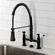 preview thumbnail 28 of 29, Kingston Brass Essex Double-Handle Wall-Mount Pre-Rinse Bridge Kitchen Faucet
