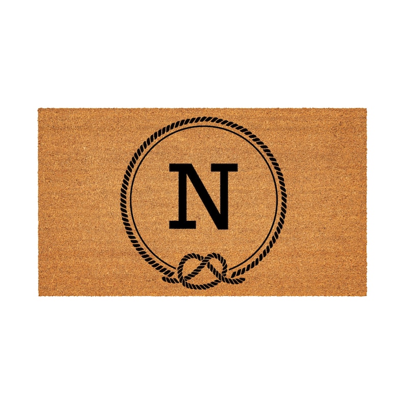 Coastal Coir Mat Nautical Monogram 28"x16" - Letter N