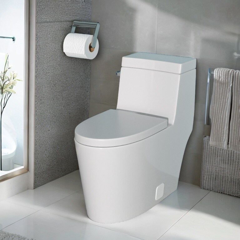 One-Piece Toilet with Tornado Flushing, Soft-Close Seat, and