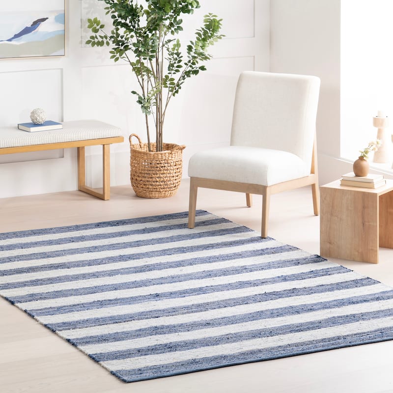 Home Conservatory Striped Rag Handwoven Cotton Area Rug - 2'6" x 8' Runner