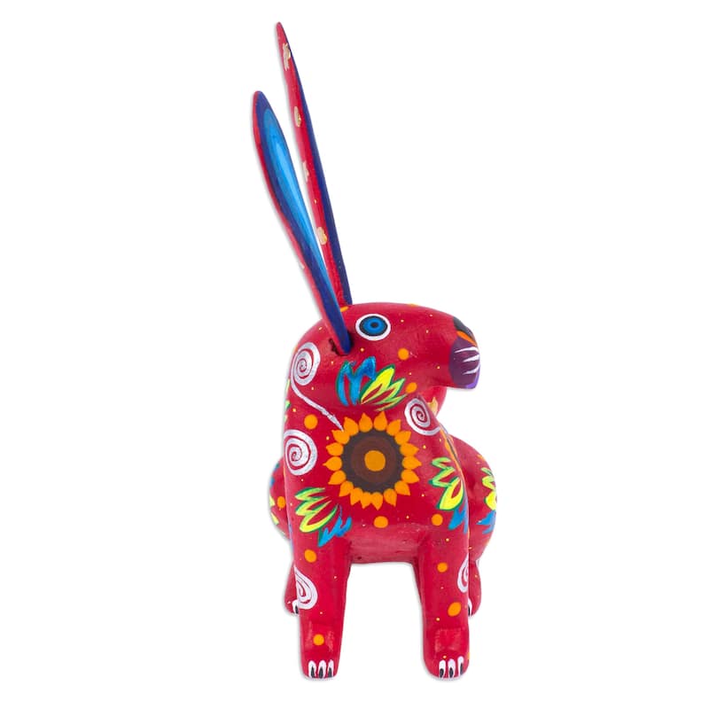 Novica Handmade Fluffy Russet Ears Wood Alebrije Figurine