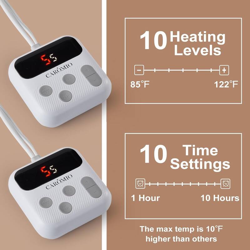 Heated Throw Blanket - Thick Tufted Sherpa Electric Blanket Throw with 10 Heating Levels and 10 Time Settings