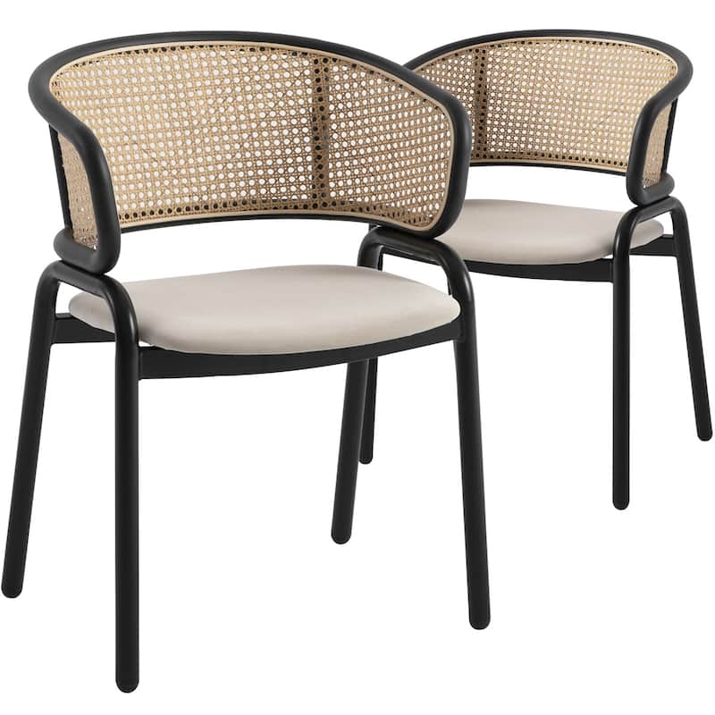 Ervilla Modern Mid-Century Velvet Upholstery Powder-Coated Steel Legs Dining Armchair with Plastic Floor Protectors