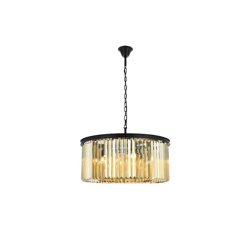 Royce Edge 8-Light Matte Black Chandelier - matte black (royal cut golden teak crystals)