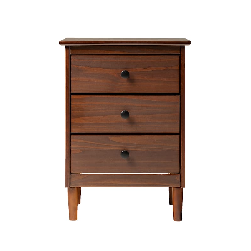 Classic 3-Drawer Solid Wood Nightstand for Living Room, Bedroom and Office