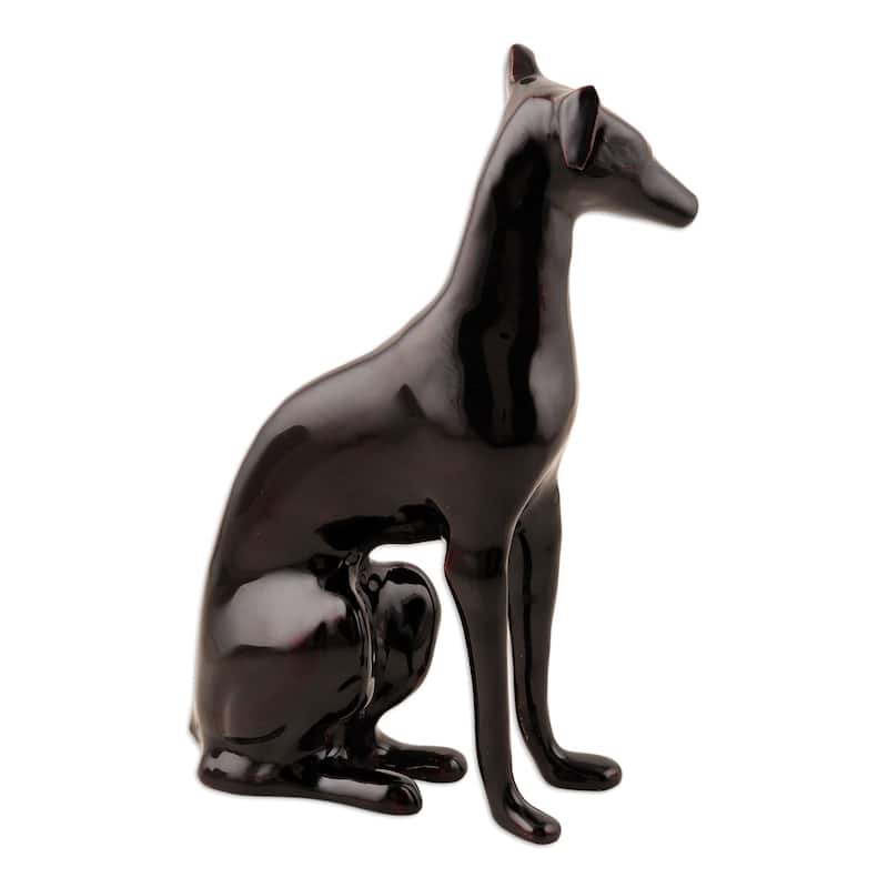 Novica Handmade Watch Dog Aluminum Statuette