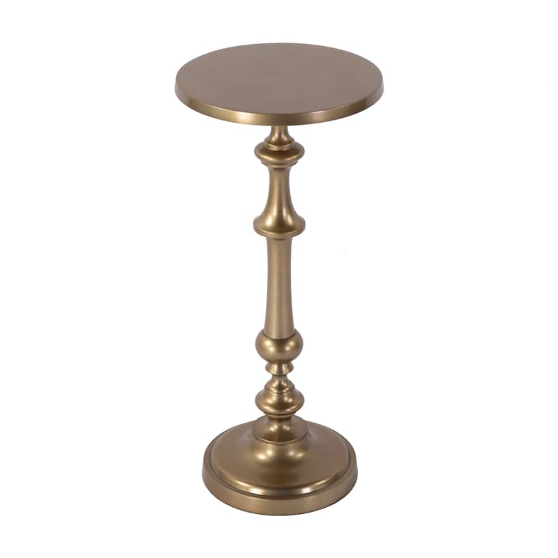 Bartel 10.25 in. W Round Metal Pedestal Base End Table - Antique Gold