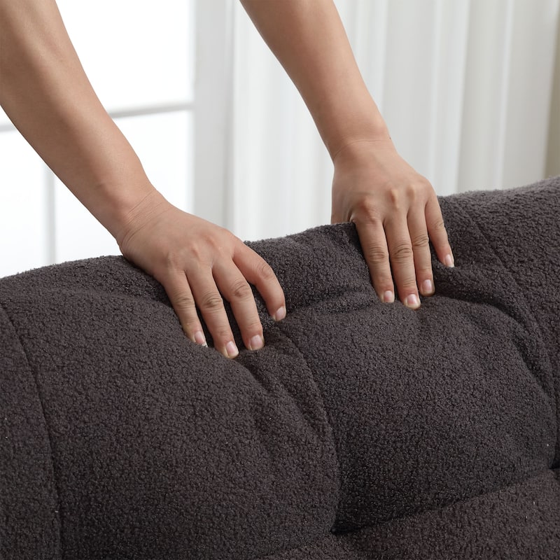 Stylish 2-Seater Cloud Sofa with Teddy Velvet Upholstery for Apartments and Living Rooms