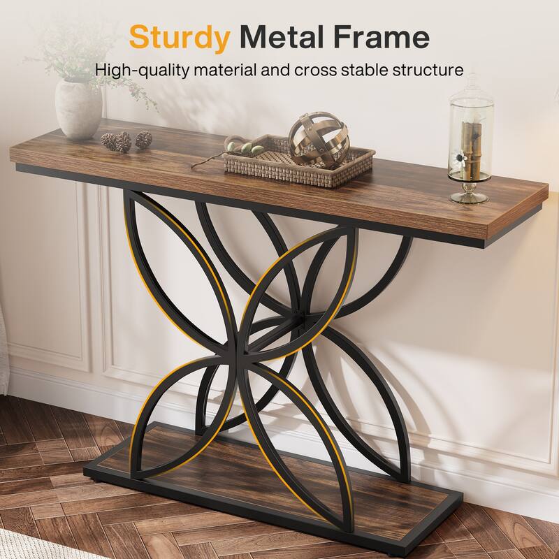 Farmhouse Butterfly Frame Console Table for Entryway Living Room