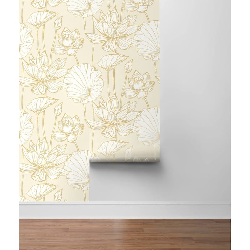 NextWall Lotus Floral Peel and Stick Wallpaper