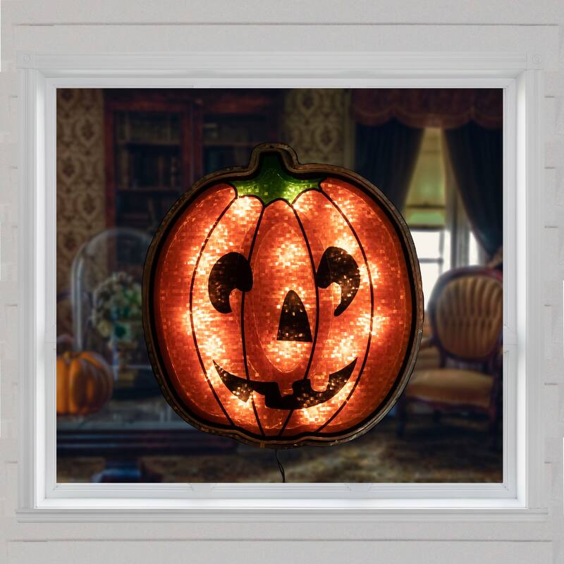 13" Lighted Jack O' Lantern Pumpkin Halloween Window Silhouette Decor