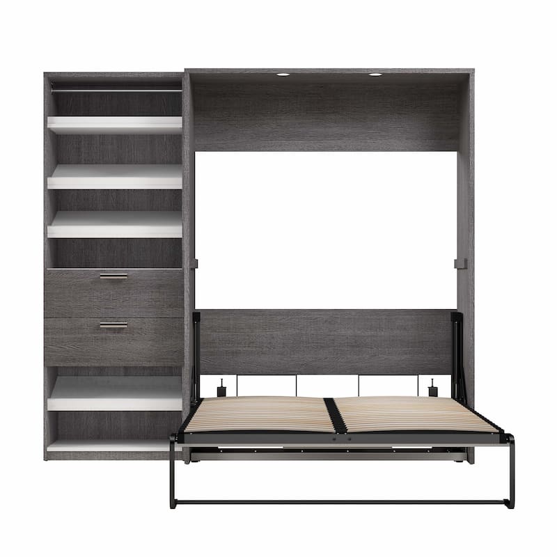 Cielo Full Murphy Bed and Shelving Unit with Drawers by Bestar
