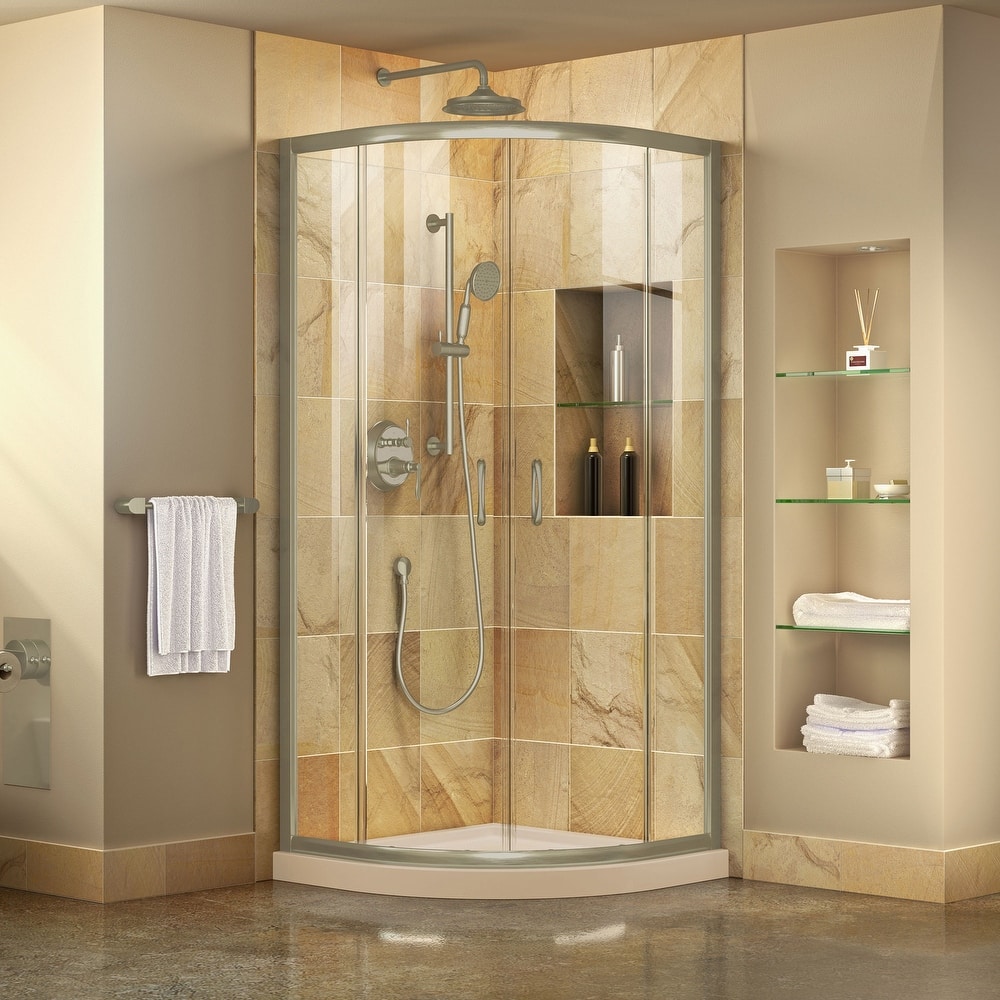 DreamLine Prime 38 in. x 38 in. x 74 3/4 in. Sliding Shower Enclosure and Shower Base Kit - 38" x 38"