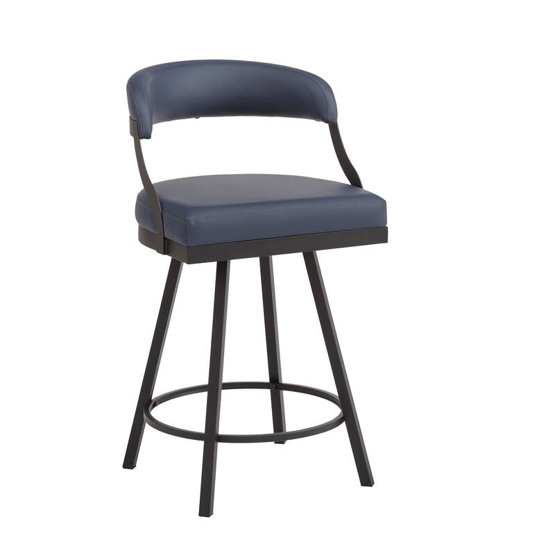 Bacalar Black Finish Metal Round Counter Height Table with Vegan Leather Swivel Chair Set by iNSPIRE Q Modern