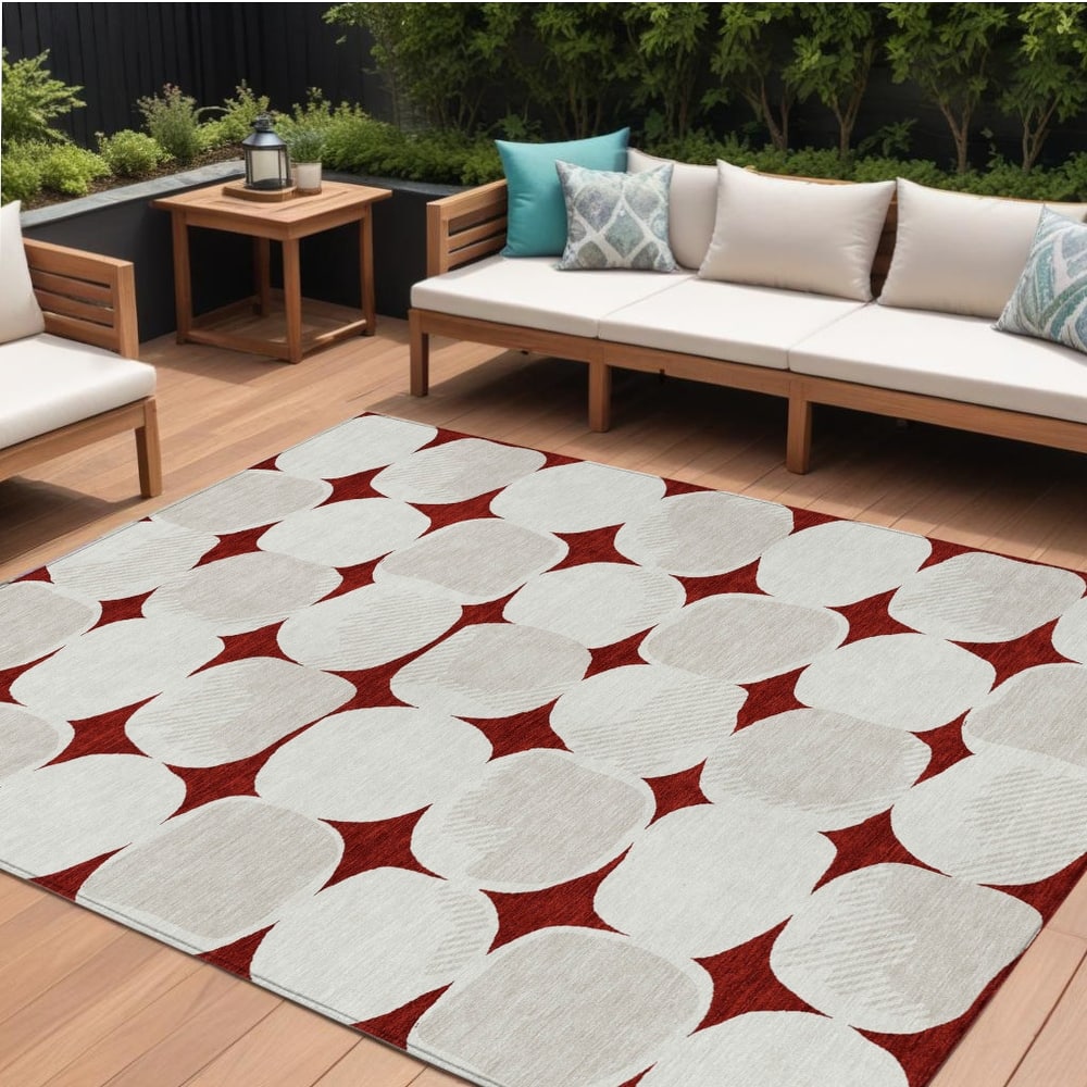 HomeRoots Abstract Transitional Rectangle Outdoor Rug