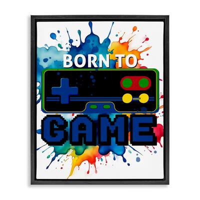 Stupell Born to Game Splash Framed Floater Canvas Wall Art Design By Kim Allen