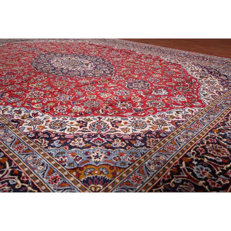 Traditional Red Kashan Turkish Rug Machine Made Living Room Carpet - 9'9" x 13'0"
