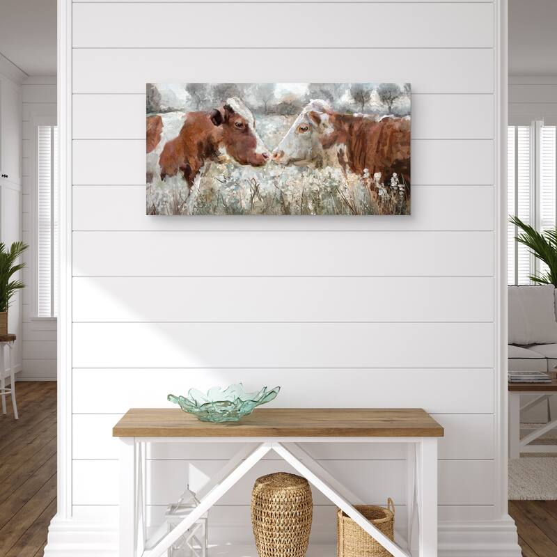 Cow Kiss Canvas Art Print