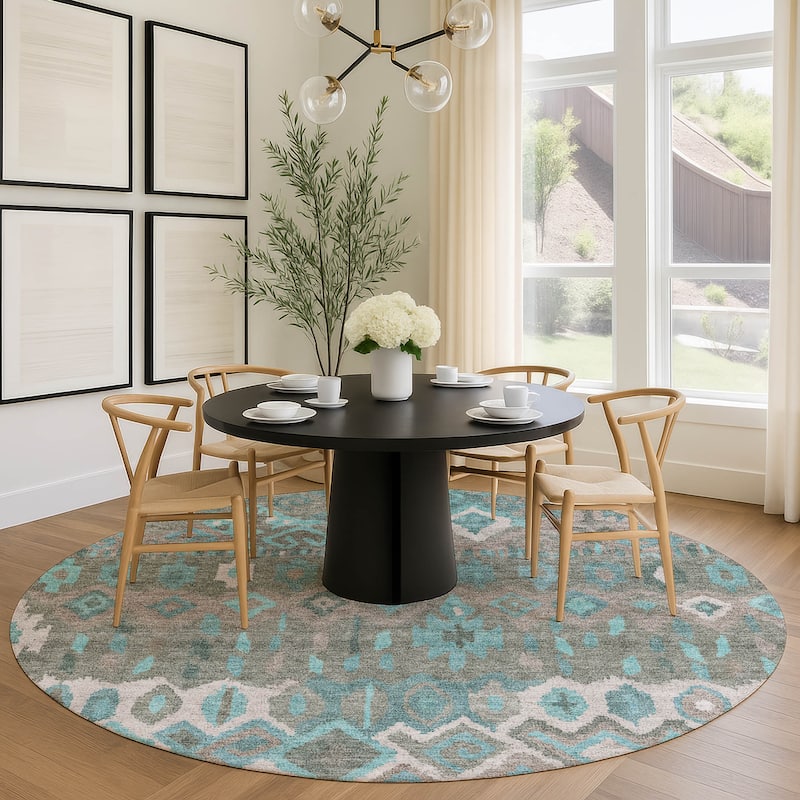 Machine Washable Indoor/ Outdoor Boho Moroccan Chantille Rug