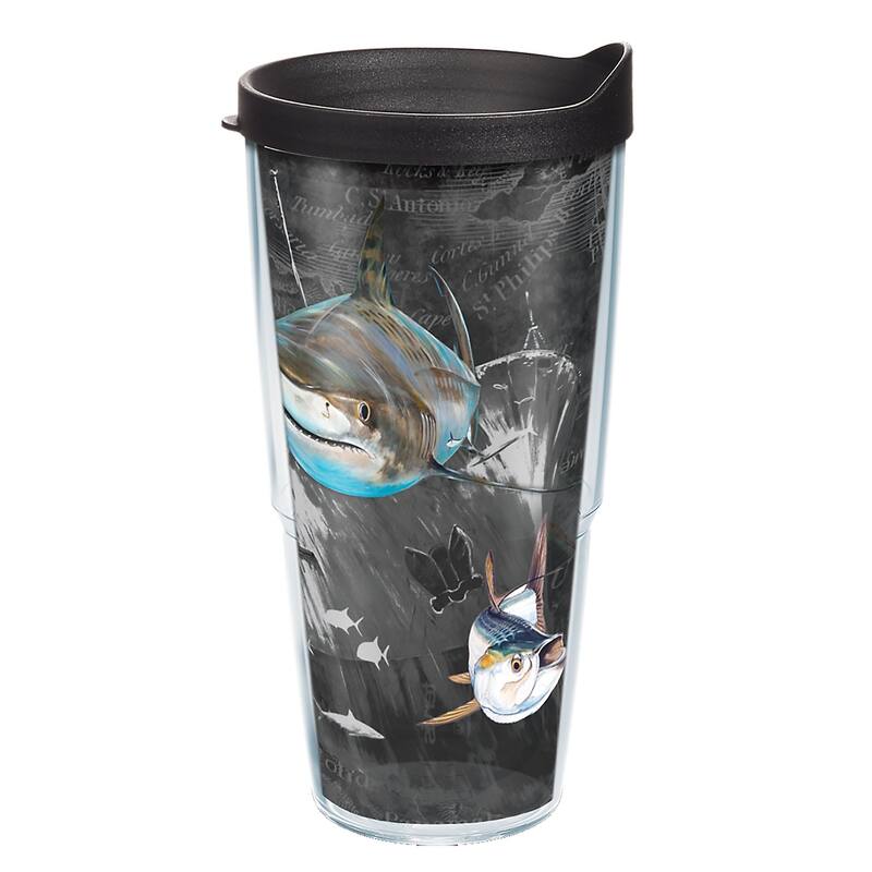 Tervis Guy Harvey Shark Pirate Made in USA Double Walled Insulated Travel Tumbler, Classic - 24oz - 24oz