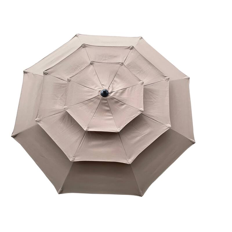 3-Tier Outdoor Patio Umbrella with Crank and Tilt, Wind Vents for Garden, Deck, Pool Shade