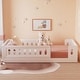 preview thumbnail 3 of 24, Wood Twin Size Platform Bed with Guardrails, No Slats Kids Floor Bed Frame