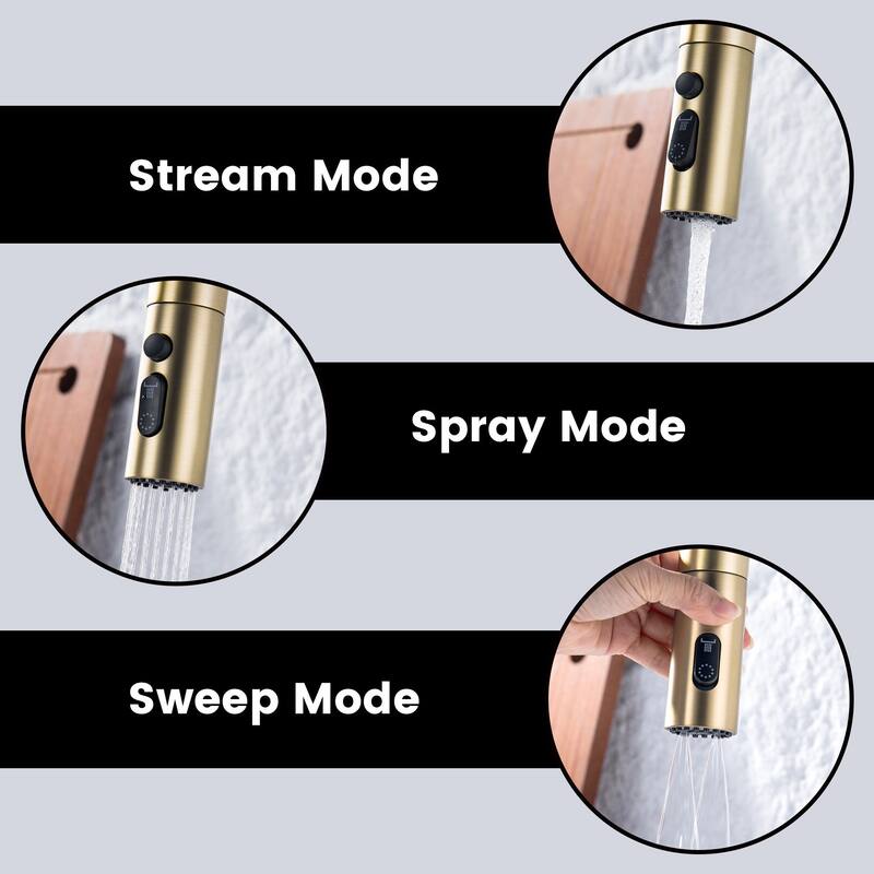 Single Handle Kitchen Sink Faucet with Pull Down Sprayer Brass Pull Out Kitchen Vanity Faucets with Temperature Display