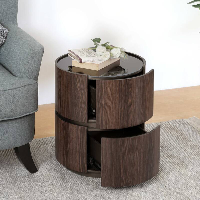 MDF ITALIAN RETRO DOUBLE STORAGE ROUND SIDE Table
