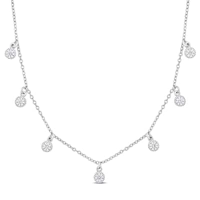 Miadora Created White Sapphire Necklace in Sterling Silver