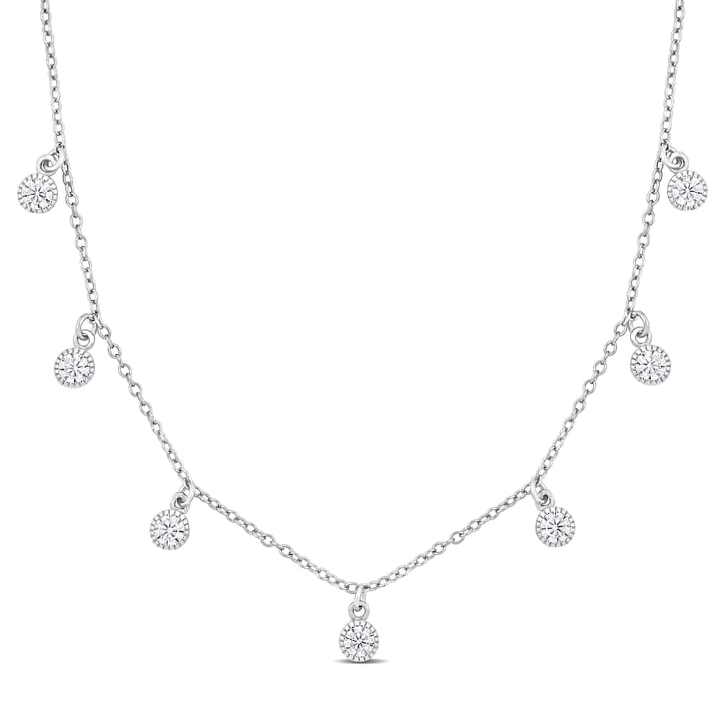 Miadora Created White Sapphire Necklace in Sterling Silver