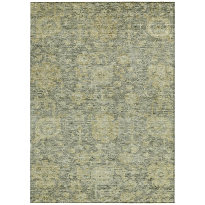 HomeRoots Damask Traditional Rectangle Outdoor Rug