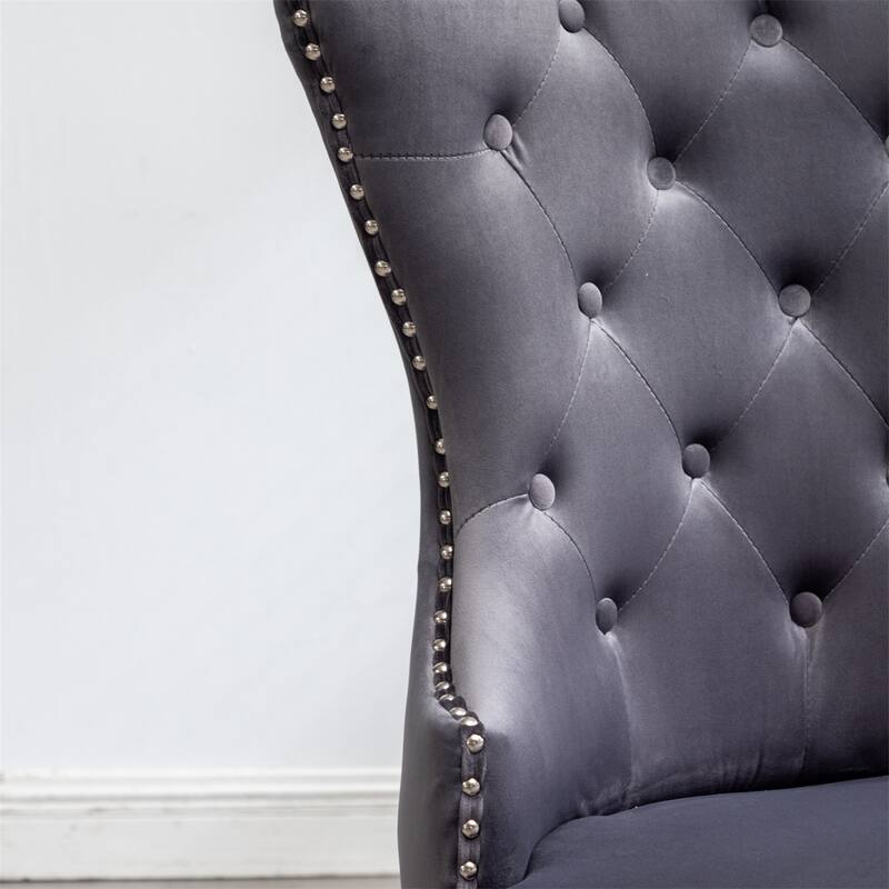 Tufted Velvet Chair with Nailhead Trim, Set of 2