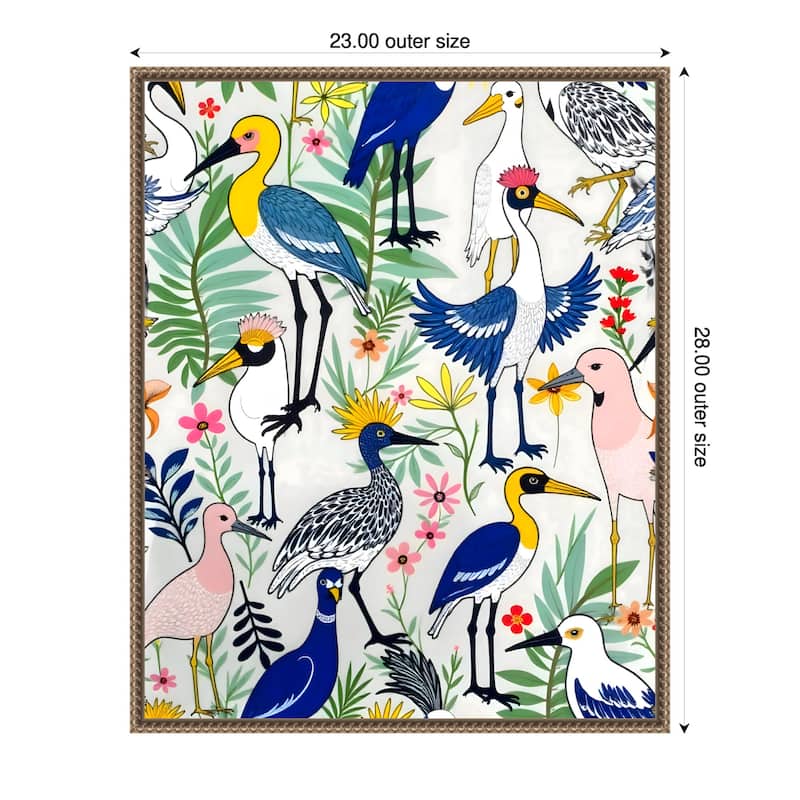 The Aviary Almanac by Uma Gokhale Framed Canvas Wall Art - 23 x 28 in