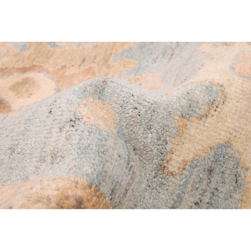ECARPETGALLERY Hand-knotted Modern Oushak Light Denim Blue Wool Rug - 10'1 x 13'10