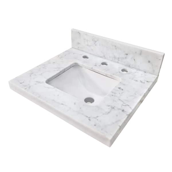 slide 1 of 1, Kingston Brass KVPB1917M38SQ Fredrickson 19" Single Rectangular Marble Carrara White - Painted