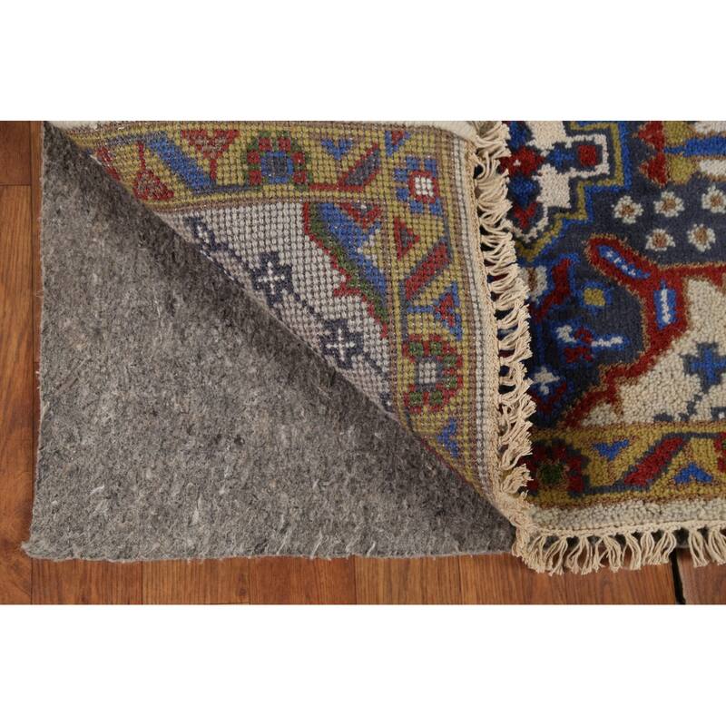 Geometric Kazak Runner Rug Hand-Knotted Wool Carpet - 2'7"x 9'11"