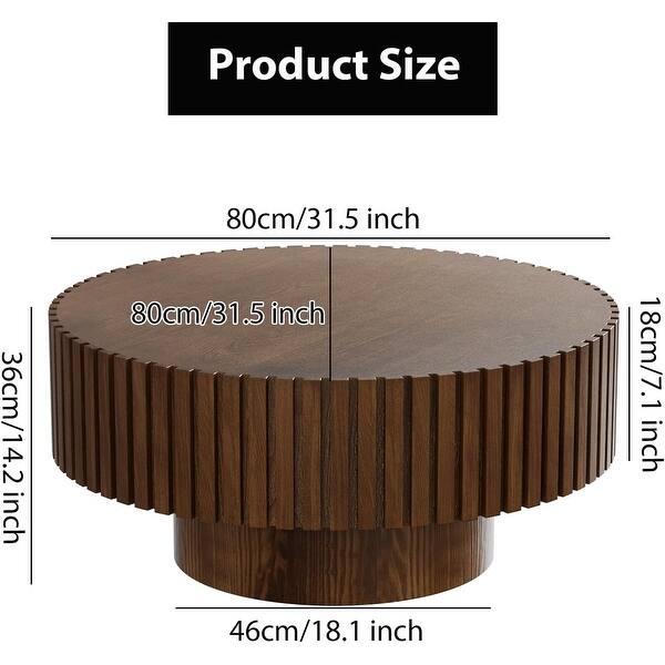 Mid Century Modern Fluted Coffee Table with Handcrafted Relief, Rustic ...
