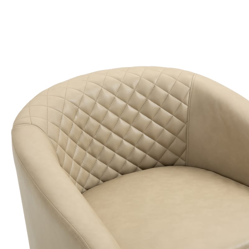 Modern Leather Nailheads Trim Barrel Accent Chairs with Wood Legs