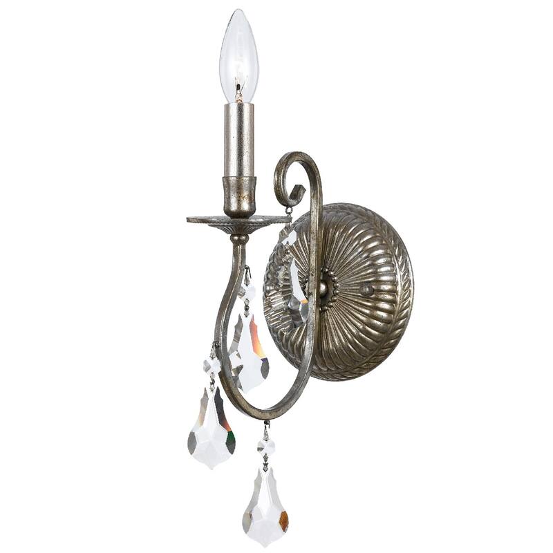 Ashton 1 Light Hand Cut Crystal Silver Sconce - 5.5'' W x 12.5'' H x 7'' D - 5.5'' W x 12.5'' H x 7'' D